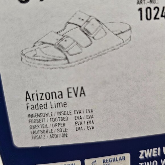 New Birkenstock Women Arizona EVA Faded Lime Waterproof Pool Slide Sandals 10 41 - Picture 3 of 7